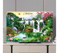 Hixingo TV Cover Decorative, 3D Mountain View Pattern TV Dust Cover 32-80inch TV Screen Dust Cover Universal Elastic Television Cover TV Screen Protection Cover (55inch,Sunrise)