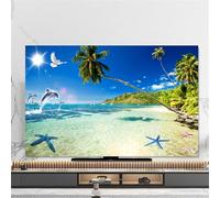 Hixingo TV Cover Decorative, 3D Sea View Pattern TV Dust Cover 32-80inch TV Screen Dust Cover Universal Elastic Television Cover TV Screen Protection Cover (65inch,Starfish)