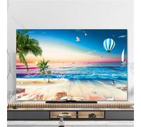 Hixingo TV Cover Decorative, 3D Sea View Pattern TV Dust Cover 32-80inch TV Screen Dust Cover Universal Elastic Television Cover TV Screen Protection Cover (80inch,Twilight)