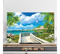 Hixingo TV Cover Decorative, 3D Sea View Pattern TV Dust Cover 32-80inch TV Screen Dust Cover Universal Elastic Television Cover TV Screen Protection Cover (40-43inch,Sea View)