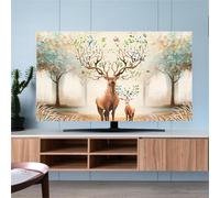 Hixingo TV Dust Cover, TV Screen Cover Stretch Television Cover Elastic TV Screen Protection Cover TV Protection Cover Soft Computer Cover for Decoration 3D Deer Printed (55",Beige)