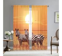 Hixingo Voile Sea Turtle Print Net Sheer Curtain, Semi Transparent Curtains & Drapes, Rod Pocket Kitchen Curtains, Privacy Protected Sheer Curtains for Windows (Sunset,132x230cm)