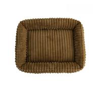 Hixingo Warm Plush Dog Bed for Medium Small Puppy Kitten, Anti AnXiety Cat Bed, Washable Dog Mat Striped Winter Fluffy Mat for Cat for Living Room,Bedroom,Balcony (Khaki,S)