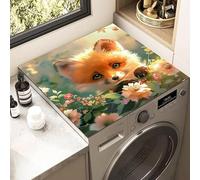 Hixingo Washer and Dryer Top Protector Mat, 3D Animals Non-Slip Mat Washer & Dryer Covers Protector, Quick Dry Washing Machine Top Cover for Kitchen Laundry Room (Cute fox 2,50x50cm)