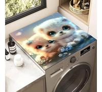 Hixingo Washer and Dryer Top Protector Mat, 3D Animals Non-Slip Mat Washer & Dryer Covers Protector, Quick Dry Washing Machine Top Cover for Kitchen Laundry Room (Couple dogs,60x60cm)