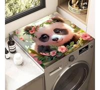 Hixingo Washer and Dryer Top Protector Mat, 3D Animals Non-Slip Mat Washer & Dryer Covers Protector, Quick Dry Washing Machine Top Cover for Kitchen Laundry Room (Cute panda 3,60x60cm)