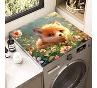Hixingo Washer and Dryer Top Protector Mat, 3D Animals Non-Slip Mat Washer & Dryer Covers Protector, Quick Dry Washing Machine Top Cover for Kitchen Laundry Room (Cute fox 1,80x80cm)