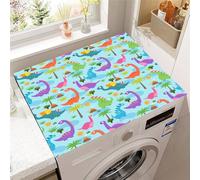 Hixingo Washer and Dryer Top Protector Mat, 3D Cartoon Non-Slip Quick Dry Diatomaceous Mat, Washing Machine Top Cover Protector for Home Kitchen Laundry Room (Colorful Dinosaur,50x60cm)