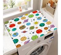 Hixingo Washer and Dryer Top Protector Mat, 3D Colored Planet Non-Slip Quick Dry Diatomaceous Mat, Washing Machine Top Cover Protector for Home Kitchen Laundry Room (Planet,50x50cm)