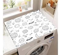 Hixingo Washer and Dryer Top Protector Mat, 3D Colored Planet Non-Slip Quick Dry Diatomaceous Mat, Washing Machine Top Cover Protector for Home Kitchen Laundry Room (White stars,60x60cm)