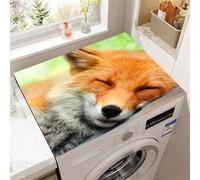 Hixingo Washer and Dryer Top Protector Mat, 3D Fox Print Non-Slip Quick Dry Diatomaceous Mat, Washing Machine Top Cover Protector for Home Kitchen Laundry Room (Brown Fox,30x40cm)