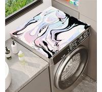 Hixingo Washer and Dryer Top Protector Mat, 3D Marble Non-Slip Mat Washer & Dryer Covers Protector, Quick Dry Washing Machine Top Cover for Kitchen Laundry Room (Black,50x50cm)