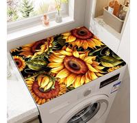 Hixingo Washer and Dryer Top Protector Mat, 3D Non-Slip Diatomaceous Mat Washer and Dryer Covers Protector, Quick Dry Washing Machine Top Cover for Home Kitchen Laundry Room (Black & yellow,50x50cm)