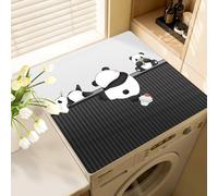 Hixingo Washer and Dryer Top Protector Mat, 3D Non-Slip Diatomaceous Mat Washer and Dryer Covers Protector, Quick Dry Washing Machine Top Cover for Home Kitchen Laundry Room (Panda Family,60x60cm)
