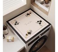 Hixingo Washer and Dryer Top Protector Mat, 3D Non-Slip Diatomaceous Mat Washer and Dryer Covers Protector, Quick Dry Washing Machine Top Cover for Home Kitchen Laundry Room (Black Flower,50x50cm)