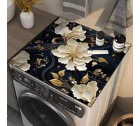 Hixingo Washer and Dryer Top Protector Mat, 3D Non-Slip Diatomaceous Mat Washer & Dryer Covers Protector, Quick Dry Washing Machine Top Cover for Home Kitchen Laundry Room (Gold Leaf,60x60cm)