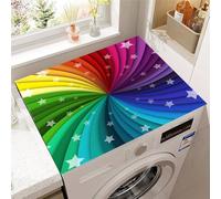 Hixingo Washer and Dryer Top Protector Mat, 3D Rainbow Non-Slip Quick Dry Diatomaceous Mat, Washing Machine Top Cover Protector for Home Kitchen Laundry Room (Rotating,30x40cm)