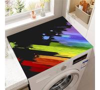 Hixingo Washer and Dryer Top Protector Mat, 3D Rainbow Non-Slip Quick Dry Diatomaceous Mat, Washing Machine Top Cover Protector for Home Kitchen Laundry Room (Black,40x60cm)