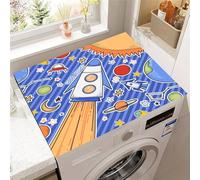 Hixingo Washer and Dryer Top Protector Mat, 3D Rocket Planet Non-Slip Quick Dry Diatomaceous Mat, Washing Machine Top Cover Protector for Home Kitchen Laundry Room (pattern A,50x50cm)