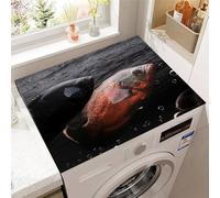 Hixingo Washer and Dryer Top Protector Mat, Carp Pattern Non-Slip Quick Dry Diatomaceous Mat, Washing Machine Top Cover Protector for Home Kitchen Laundry Room (Black,40x60cm)