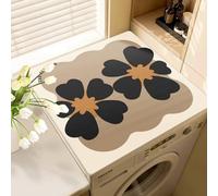Hixingo Washer and Dryer Top Protector Mat, Drying Diatomaceous Mat, Washer and Dryer Covers Protector, Quick Dry Washing Machine Top Cover for Kitchen Laundry, Floral Print (Black flowers,60 * 60cm)