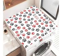 Hixingo Washer and Dryer Top Protector Mat, Drying Diatomaceous Mat, Washer and Dryer Covers Protector, Quick Dry Washing Machine Top Cover for Laundry Room, Dog Paw Print (plum blossom art,50x60cm)