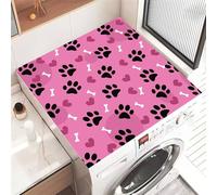 Hixingo Washer and Dryer Top Protector Mat, Drying Diatomaceous Mat, Washer and Dryer Covers Protector, Quick Dry Washing Machine Top Cover for Laundry Room, Dog Paw Print (pink bones,50x60cm)