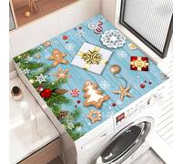 Hixingo Washer and Dryer Top Protector Mat, Drying Diatomaceous Mat, Washer Covers Protector, Quick Dry Washing Machine Top Cover for Kitchen Laundry Room, Christmas (Delicious Cookies,60x60cm)