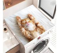 Hixingo Washer and Dryer Top Protector Mat, Drying Diatomaceous Mat, Washer Covers Protector, Quick Dry Washing Machine Top Cover for Kitchen Laundry Room, 3D Cat (Cat Sleeping,50x50cm)