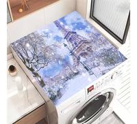 Hixingo Washer and Dryer Top Protector Mat, Drying Diatomaceous Mat, Washer Covers Protector, Quick Dry Washing Machine Top Cover for Kitchen Laundry Room, 3D Winter (Architecture,50x50cm)
