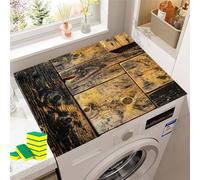 Hixingo Washer and Dryer Top Protector Mat, Drying Diatomaceous Mat, Washer Covers Protector, Quick Dry Washing Machine Top Cover for Kitchen Laundry Room, 3D Wood Grain (Black 01,50x60cm)