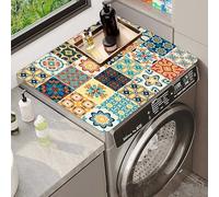 Hixingo Washer and Dryer Top Protector Mat, Drying Polyester Mat, Washer and Dryer Covers Protector, Quick Dry Washing Machine Top Cover for Laundry Room, Flower Print (Multicolored flowers,50*60cm)