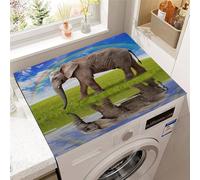 Hixingo Washer and Dryer Top Protector Mat, Elephant Print Non-Slip Quick Dry Diatomaceous Mat, Washing Machine Top Cover Protector for Home Kitchen Laundry Room (pattern 7,50x50cm)