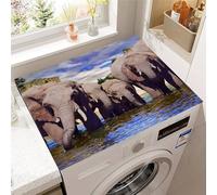 Hixingo Washer and Dryer Top Protector Mat, Elephant Print Non-Slip Quick Dry Diatomaceous Mat, Washing Machine Top Cover Protector for Home Kitchen Laundry Room (pattern 2,50x60cm)
