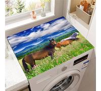 Hixingo Washer and Dryer Top Protector Mat, Horse Pattern Non-Slip Quick Dry Diatomaceous Mat, Washing Machine Top Cover Protector for Home Kitchen Laundry Room (Flower Garden,50x60cm)