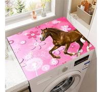 Hixingo Washer and Dryer Top Protector Mat, Horse Print Non-Slip Quick Dry Diatomaceous Mat, Washing Machine Top Cover Protector for Home Kitchen Laundry Room (Pink,50x60cm)