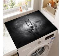 Hixingo Washer and Dryer Top Protector Mat, Horse Print Non-Slip Quick Dry Diatomaceous Mat, Washing Machine Top Cover Protector for Home Kitchen Laundry Room (Black,60x60cm)