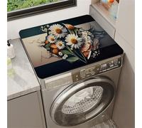 Hixingo Washer and Dryer Top Protector Mat, Non-Slip Diatomaceous Mat Washer and Dryer Covers Protector, Washing Machine Top Cover 3D Flowers for Home Kitchen Laundry Room (Marigold,50x60cm)