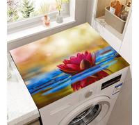 Hixingo Washer and Dryer Top Protector Mat, Non-Slip Quick Dry Diatomaceous Mat, 3D Lotus Flower Washing Machine Top Cover Protector for Home Kitchen Laundry Room (printing 11,60x60cm)
