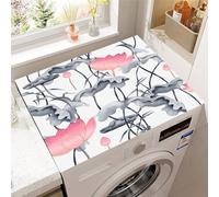 Hixingo Washer and Dryer Top Protector Mat, Non-Slip Quick Dry Diatomaceous Mat, 3D Lotus Flower Washing Machine Top Cover Protector for Home Kitchen Laundry Room (printing 7,40x60cm)