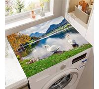 Hixingo Washer and Dryer Top Protector Mat, Non-Slip Quick Dry Diatomaceous Mat, 3D Swan Pattern Washing Machine Top Cover Protector for Home Kitchen Laundry Room (Style 8,40x60cm)