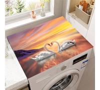 Hixingo Washer and Dryer Top Protector Mat, Non-Slip Quick Dry Diatomaceous Mat, 3D Swan Pattern Washing Machine Top Cover Protector for Home Kitchen Laundry Room (Style 9,60x60cm)