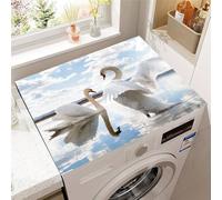 Hixingo Washer and Dryer Top Protector Mat, Non-Slip Quick Dry Diatomaceous Mat, 3D Swan Pattern Washing Machine Top Cover Protector for Home Kitchen Laundry Room (Style 13,60x60cm)