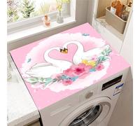 Hixingo Washer and Dryer Top Protector Mat, Non-Slip Quick Dry Diatomaceous Mat, 3D Swan Pattern Washing Machine Top Cover Protector for Home Kitchen Laundry Room (Style 4,60x60cm)