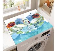 Hixingo Washer and Dryer Top Protector Mat, Non-Slip Quick Dry Diatomaceous Mat, 3D Swan Pattern Washing Machine Top Cover Protector for Home Kitchen Laundry Room (Style 2,40x60cm)