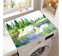 Hixingo Washer and Dryer Top Protector Mat, Non-Slip Quick Dry Diatomaceous Mat, 3D Swan Pattern Washing Machine Top Cover Protector for Home Kitchen Laundry Room (Style 6,50x60cm)