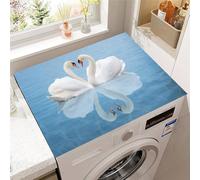 Hixingo Washer and Dryer Top Protector Mat, Non-Slip Quick Dry Diatomaceous Mat, 3D Swan Pattern Washing Machine Top Cover Protector for Home Kitchen Laundry Room (Style 10,40x60cm)
