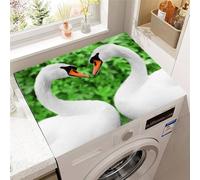 Hixingo Washer and Dryer Top Protector Mat, Non-Slip Quick Dry Diatomaceous Mat, 3D Swan Pattern Washing Machine Top Cover Protector for Home Kitchen Laundry Room (Style 14,50x50cm)