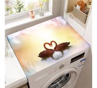 Hixingo Washer and Dryer Top Protector Mat, Non-Slip Quick Dry Diatomaceous Mat, 3D Swan Pattern Washing Machine Top Cover Protector for Home Kitchen Laundry Room (Style 11,50x60cm)