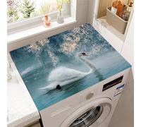 Hixingo Washer and Dryer Top Protector Mat, Non-Slip Quick Dry Diatomaceous Mat, 3D Swan Pattern Washing Machine Top Cover Protector for Home Kitchen Laundry Room (Style 15,50x50cm)